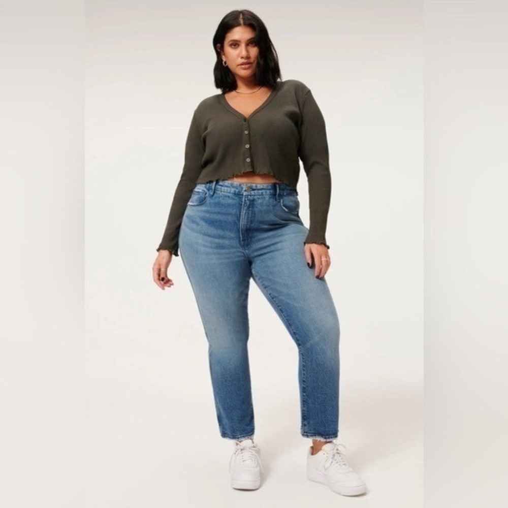 NWT Good American Good Curve Straight Jeans in Blue858 Size 20